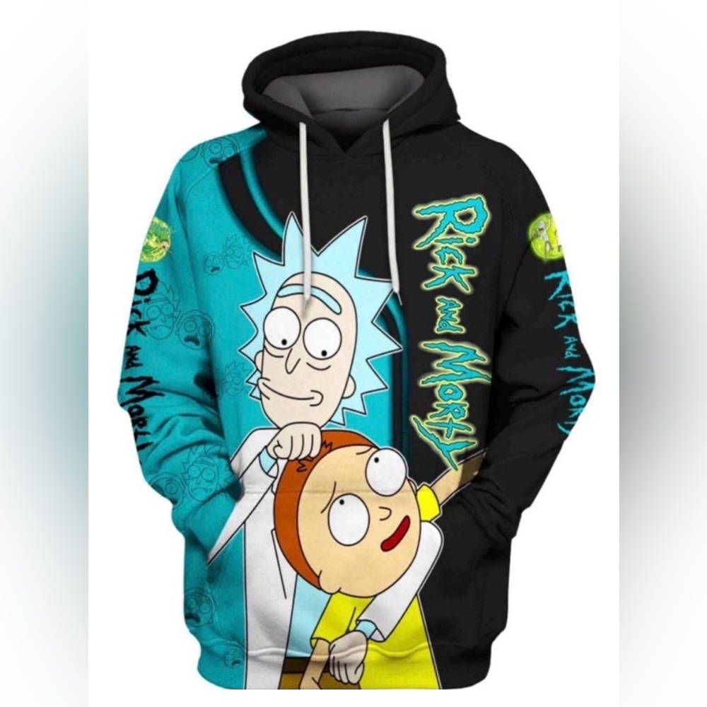 Rick Morty Men’s Graphic Design Pullover Hoodie Hooded Sweatshirt, Size 5XL